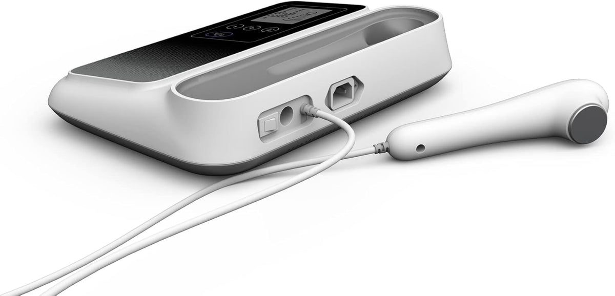 Ultrasound Therapy Machine Portable Massage Device for Muscle and Joint Relief, 5-Level Adjustment Gears, Ultrasonic Physiotherapy Massager Device (White 01)