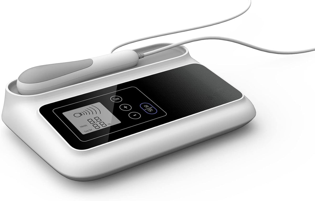 Ultrasound Therapy Machine Portable Massage Device for Muscle and Joint Relief, 5-Level Adjustment Gears, Ultrasonic Physiotherapy Massager Device (White 01)