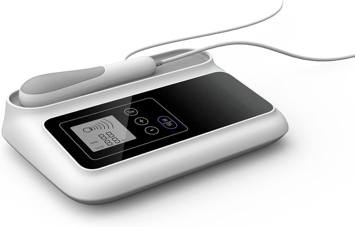 Ultrasound Therapy Machine Portable Massage Device for Muscle and Joint Relief, 5-Level Adjustment Gears, Ultrasonic Physiotherapy Massager Device (White 01)