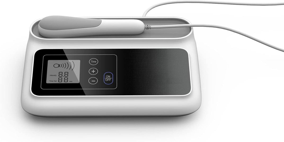 Ultrasound Therapy Machine Portable Massage Device for Muscle and Joint Relief, 5-Level Adjustment Gears, Ultrasonic Physiotherapy Massager Device (White 01)