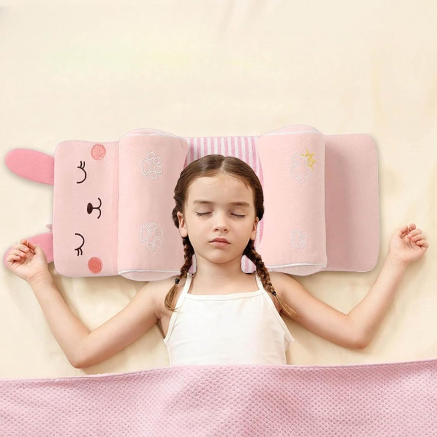 Baby Head Shaping Pillow, Flat Head Pillow, Children's Pillow with Case, Suitable for Babies Sleeping Thin and Flat, Corrects Head Shape, Shapes, Breathable, Silky