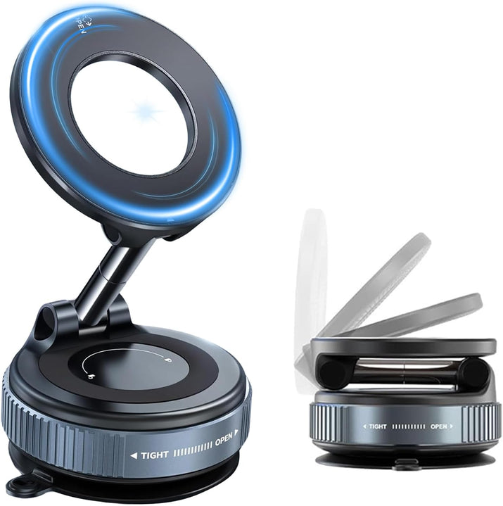 Lichamp Vacuum Magnetic Phone Holder for Car Suction Phone Mount 360° Rotation Adjustable & Foldable Strong Magnetic Suction for iPhone17/16/15/14/13/12 Pro/Pro Max on Mirror, Smooth Surface