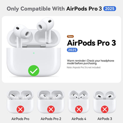 Inesore Compatible with AirPods Pro 3 Case with Cleaning Kit, Silicone Protective Case Cover for Apple Air Pods Pro 3rd (2025), Unisex Design - Black