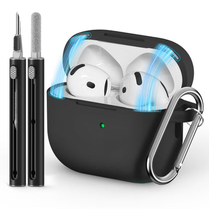 Inesore Compatible with AirPods Pro 3 Case with Cleaning Kit, Silicone Protective Case Cover for Apple Air Pods Pro 3rd (2025), Unisex Design - Black