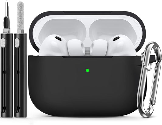 Inesore Compatible with AirPods Pro 3 Case with Cleaning Kit, Silicone Protective Case Cover for Apple Air Pods Pro 3rd (2025), Unisex Design - Black