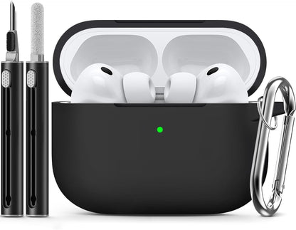 Inesore Compatible with AirPods Pro 3 Case with Cleaning Kit, Silicone Protective Case Cover for Apple Air Pods Pro 3rd (2025), Unisex Design - Black