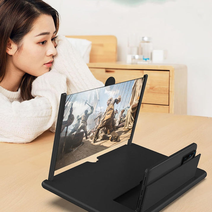 Screen Magnifier 2026 Newest Version, 3d Hd Mobile Phone Screen Amplifier,Screens Magnifier For Cell Phone, Compatible With All Smartphones,3d Movies Magnifiers Gadgets for Gifts (black,12in)