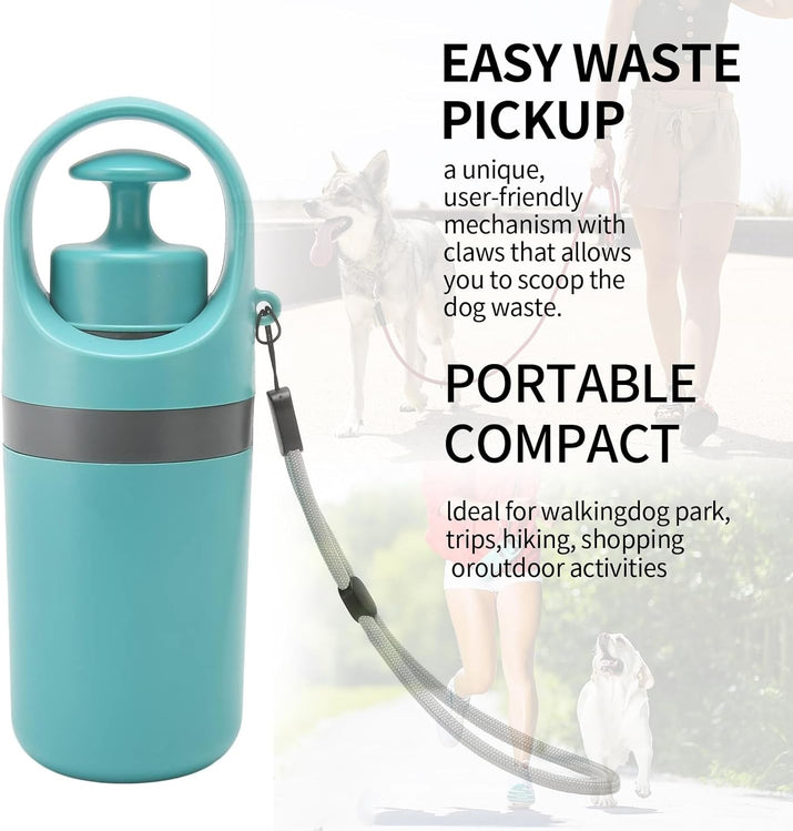 Pooper Scooper, portable no touch poop scooper for small, medium and large dogs, dog waste picker with 15PCS bag attachment and leak-proof waste container