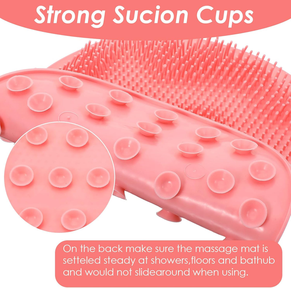 Foot Scrubber Mat,Silicone Foot Scrubber for Shower,Feet Washer for Shower Floor with Non-Slip Suction Cups,Exfoliating Bath Wash Pad,Feet and Back Scrubbers for Showers Floor, Pink