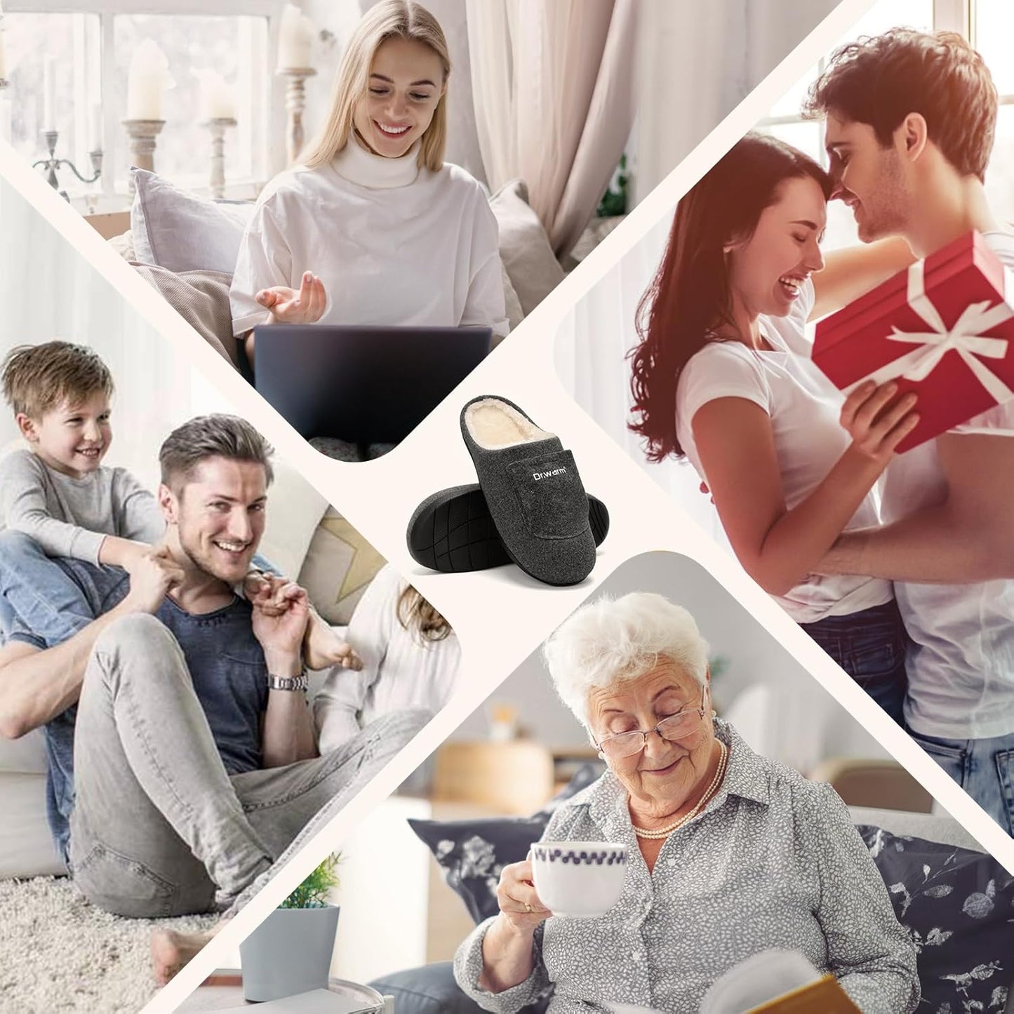 Dr.warm Electric Heated Slippers, Unisex Heating Slipper Winter with Rechargeable Battery for Women Men