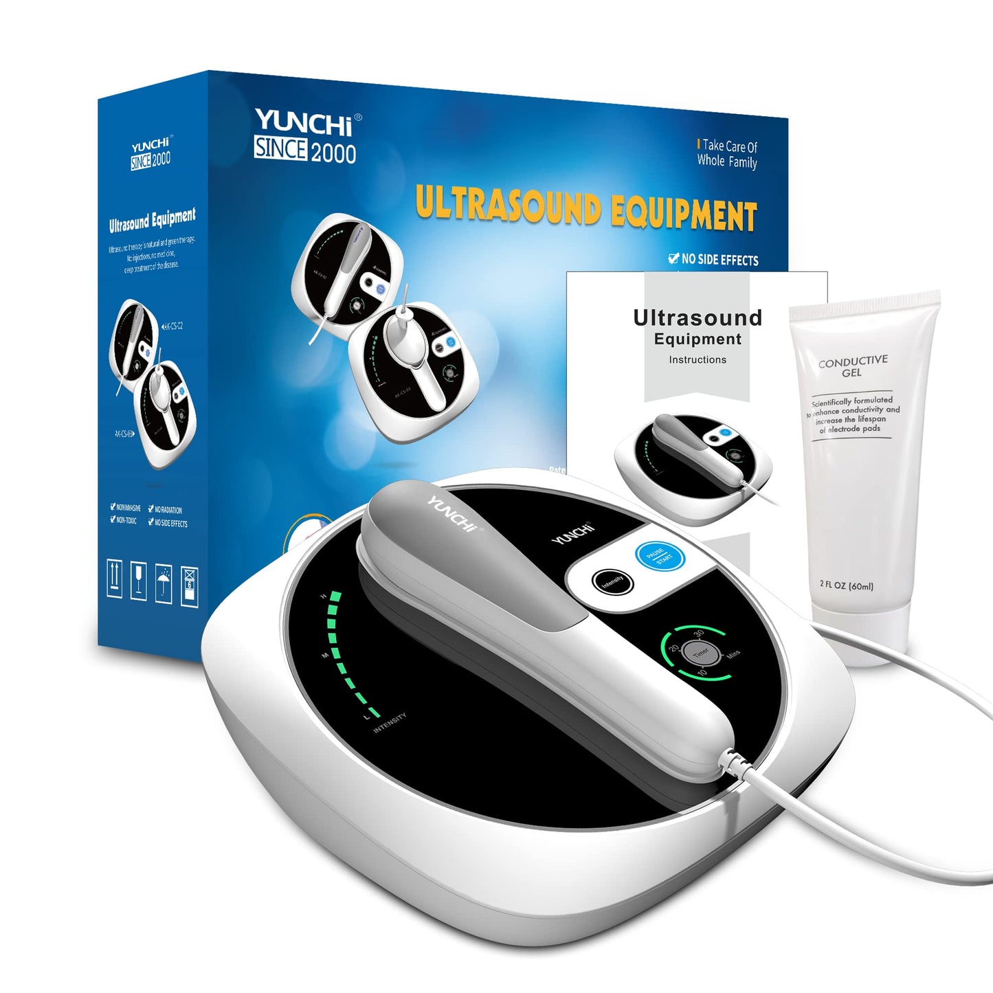 Ultrasound Therapy Machine Portable Massage Device for Muscle and Joint Relief, 5-Level Adjustment Gears, Ultrasonic Physiotherapy Massager Device (White 01)