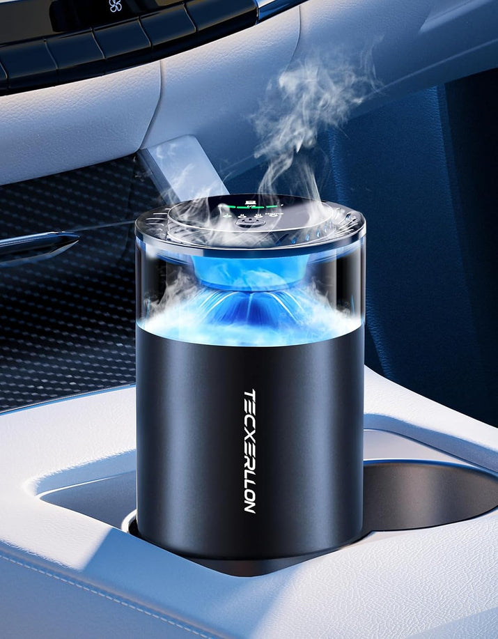 Car Diffuser Air Freshener with Smart Spray Modes, 1600 Sprays, USB-C Rechargeable, Auto On/Off, Essential Oil Level Indicator, 650mAh Battery, 2 Signature Scents, Ambient Light