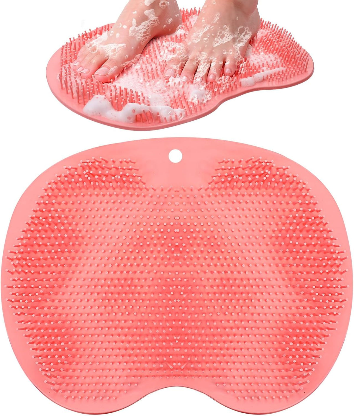 Foot Scrubber Mat,Silicone Foot Scrubber for Shower,Feet Washer for Shower Floor with Non-Slip Suction Cups,Exfoliating Bath Wash Pad,Feet and Back Scrubbers for Showers Floor, Pink