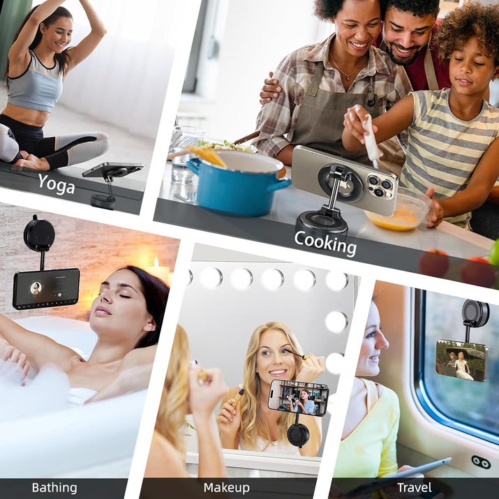 Lichamp Vacuum Magnetic Phone Holder for Car Suction Phone Mount 360° Rotation Adjustable & Foldable Strong Magnetic Suction for iPhone17/16/15/14/13/12 Pro/Pro Max on Mirror, Smooth Surface