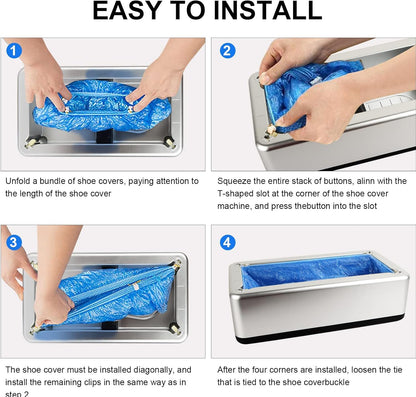 Automatic Shoe Cover Dispenser, Portable Shoe Cover Dispenser with Disposable Plastic Boots and Shoe Covers for Home, Office, Factory (200 PCS)