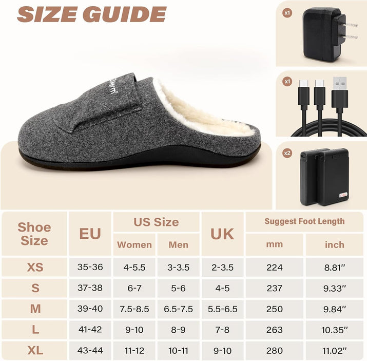 Dr.warm Electric Heated Slippers, Unisex Heating Slipper Winter with Rechargeable Battery for Women Men