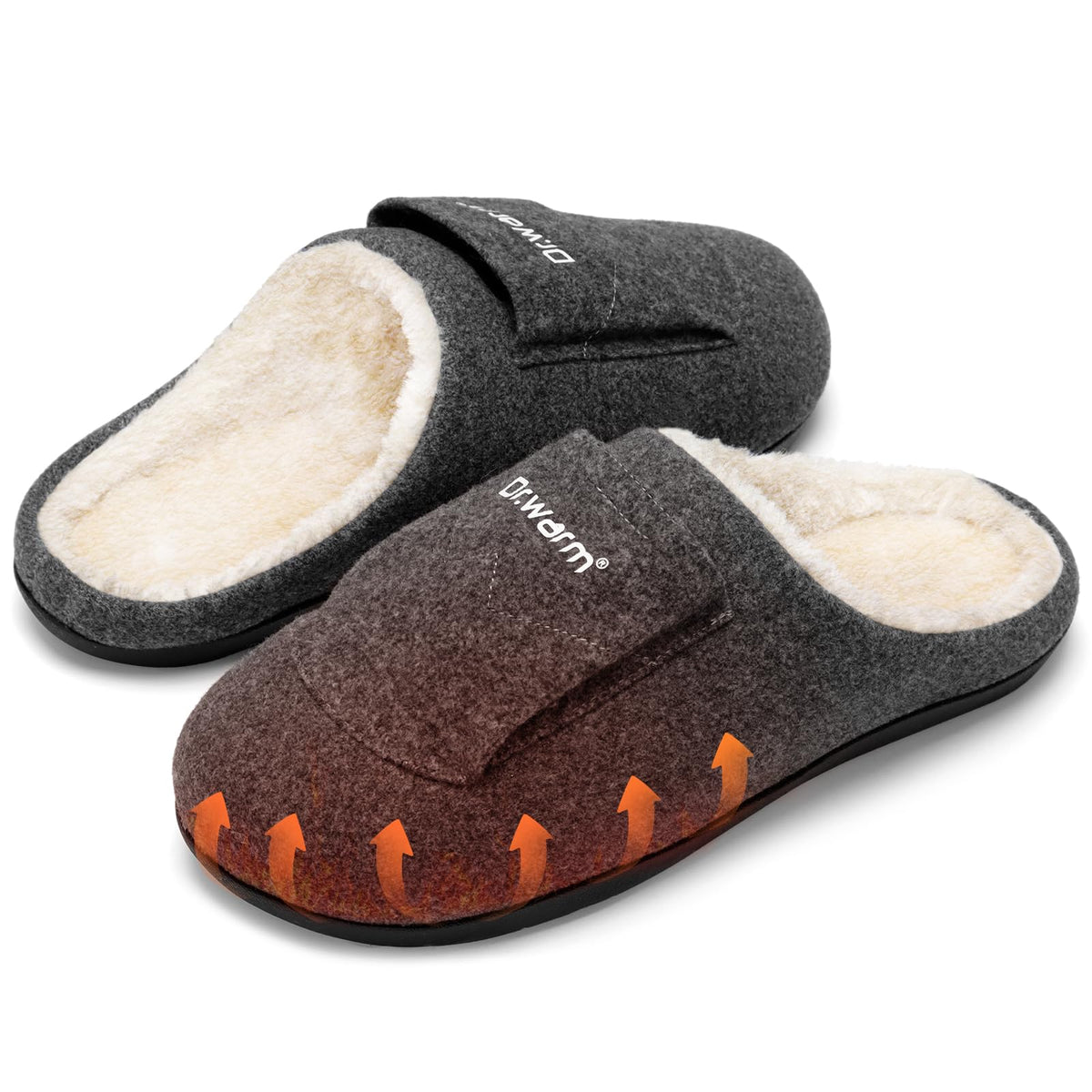 Dr.warm Electric Heated Slippers, Unisex Heating Slipper Winter with Rechargeable Battery for Women Men