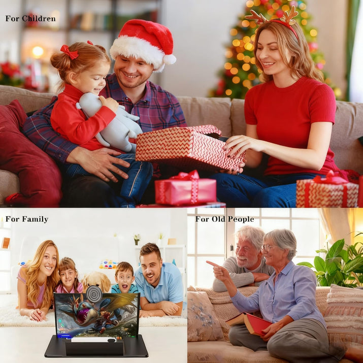 Screen Magnifier 2026 Newest Version, 3d Hd Mobile Phone Screen Amplifier,Screens Magnifier For Cell Phone, Compatible With All Smartphones,3d Movies Magnifiers Gadgets for Gifts (black,12in)