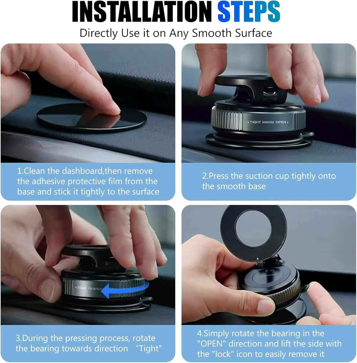 Lichamp Vacuum Magnetic Phone Holder for Car Suction Phone Mount 360° Rotation Adjustable & Foldable Strong Magnetic Suction for iPhone17/16/15/14/13/12 Pro/Pro Max on Mirror, Smooth Surface