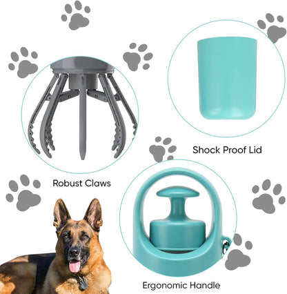 Pooper Scooper, portable no touch poop scooper for small, medium and large dogs, dog waste picker with 15PCS bag attachment and leak-proof waste container