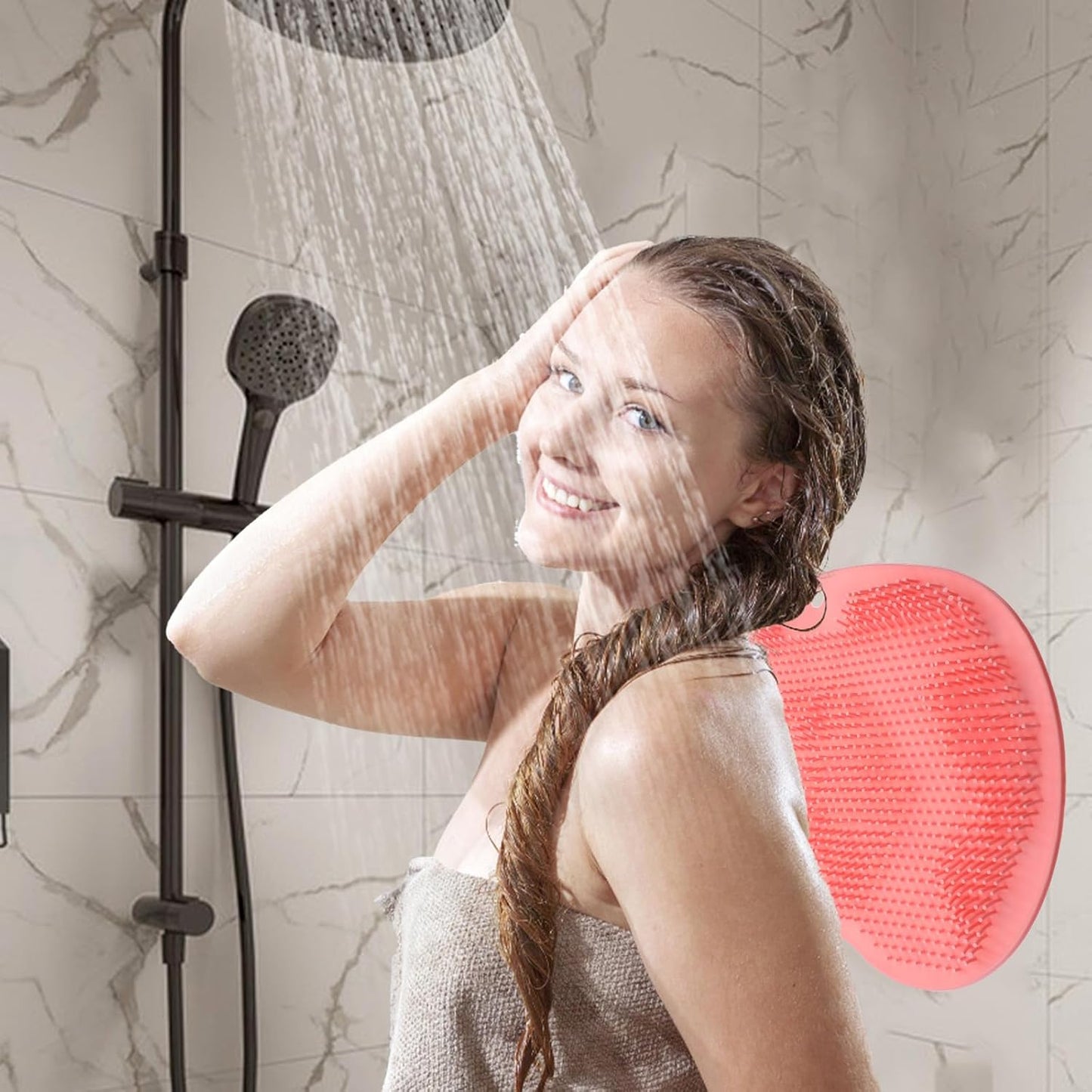 Foot Scrubber Mat,Silicone Foot Scrubber for Shower,Feet Washer for Shower Floor with Non-Slip Suction Cups,Exfoliating Bath Wash Pad,Feet and Back Scrubbers for Showers Floor, Pink