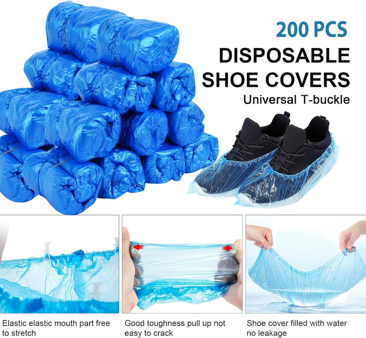 Automatic Shoe Cover Dispenser, Portable Shoe Cover Dispenser with Disposable Plastic Boots and Shoe Covers for Home, Office, Factory (200 PCS)
