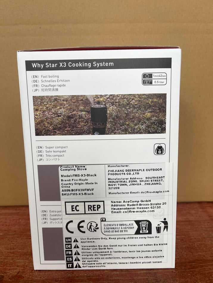 Fire-Maple FMS-X3 0.8 Litre Camping Stove Portable Gas Backpacking Stove with Electric ignition Pot Support & Fuel Can Stabiliser Jet Burner Pot System for Outdoor Trekking Hiking(Black)