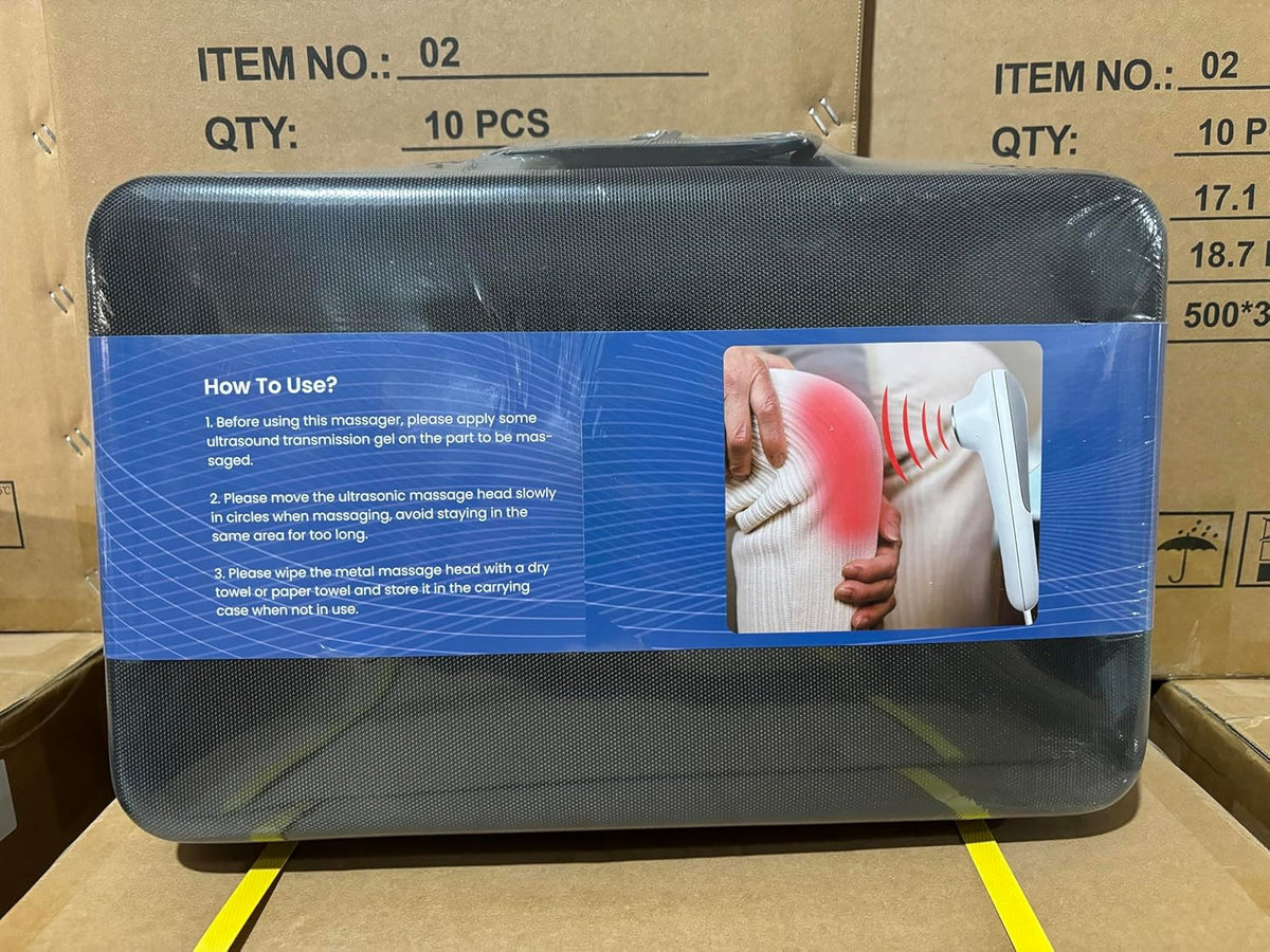 Ultrasound Therapy Machine Portable Massage Device for Muscle and Joint Relief, 5-Level Adjustment Gears, Ultrasonic Physiotherapy Massager Device (White 01)